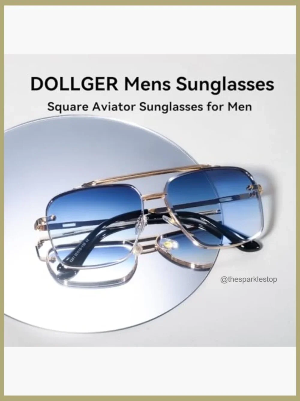 Metal Frame Square Aviator Sunglasses UV400 Protection Gradient Lens